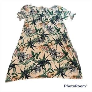 Pistache tropical off the shoulder dress